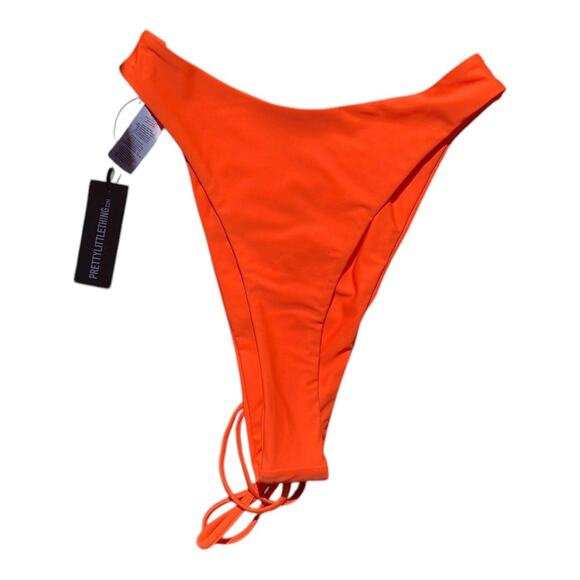 Pretty Little Thing NWT Orange O Ring Waist Strap Brazilian Bikini Bottom Size 6 - Picture 9 of 16